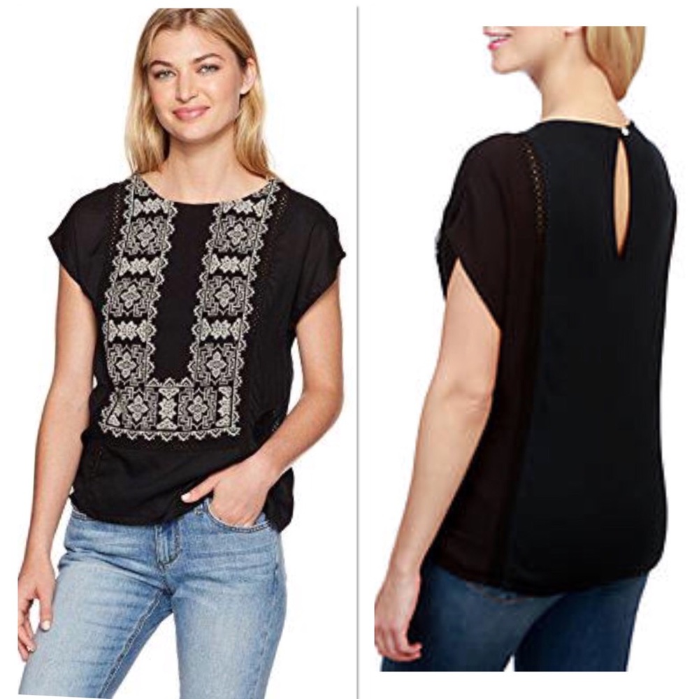 Embroidered Boho Tribal Blouse Loose LUCKY BRAND